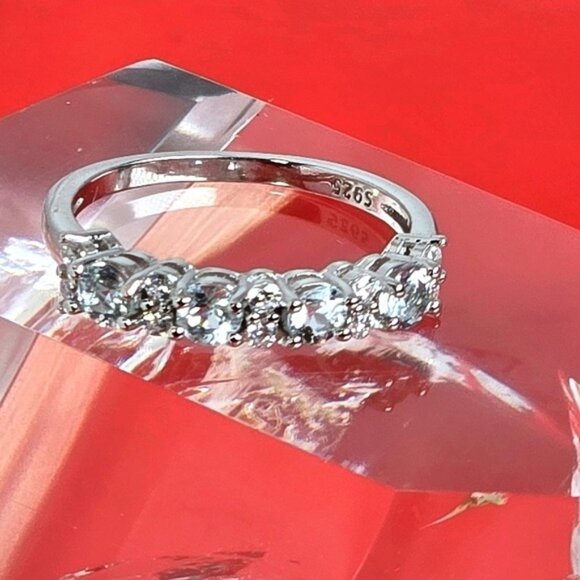 925 Sterling Silver Ring Sz 6.75 with Natural Aquamarine Gemstone. - Picture 9 of 9